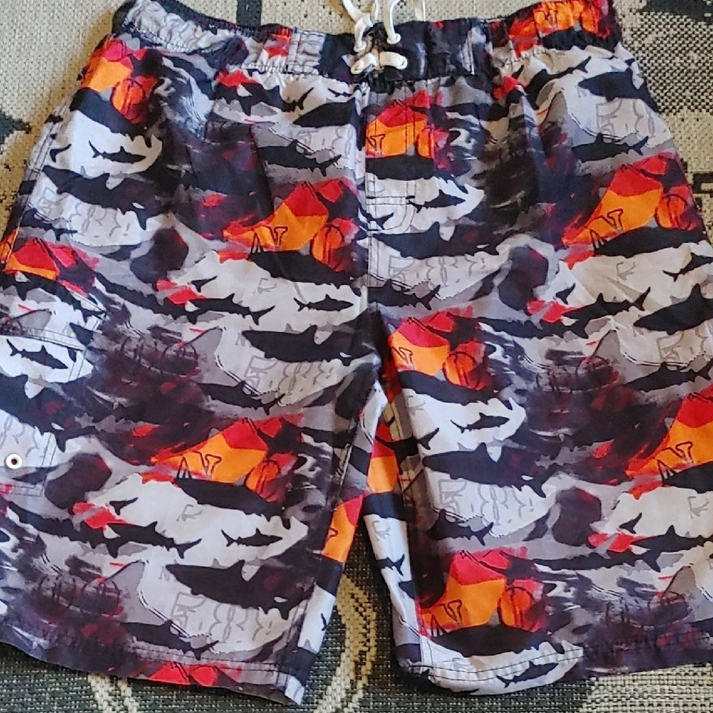 Men's Graphic Fish Print Shorts Sz Lg
